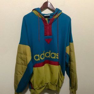 Adidas Retro Large Logo Quarter Zip Hoodie XL